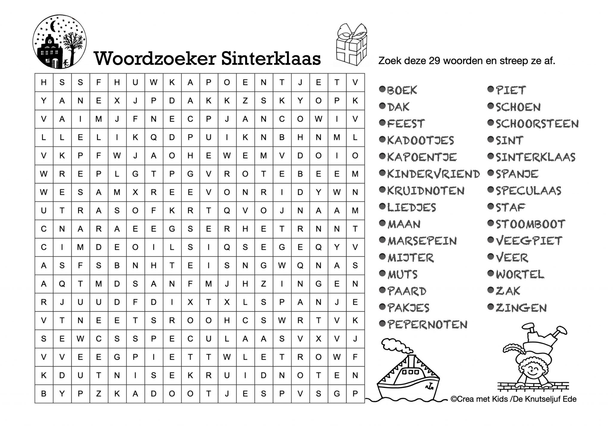 Sinterklaas woordzoeker » Crea met kids